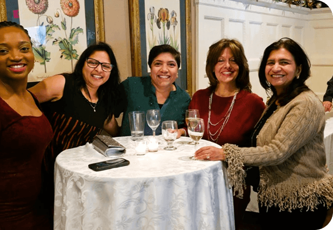 Colleagues celebrating together at a holiday event