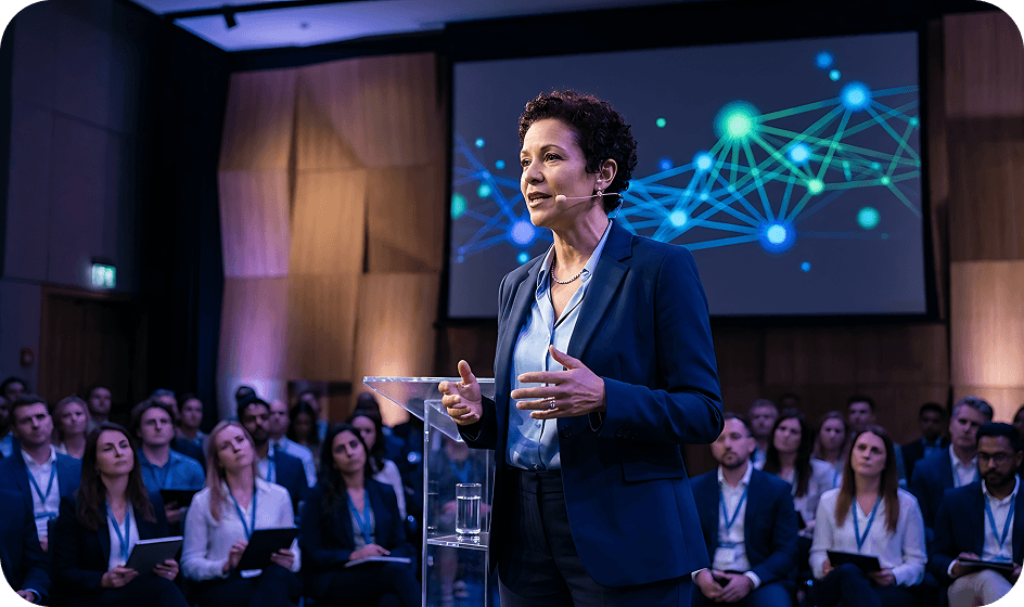 Speaker presenting to an audience at an Artech event